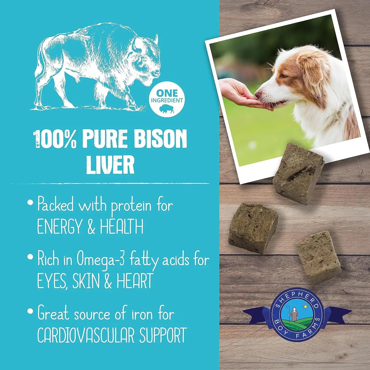 Shepherd Boy Farms Premium Freeze - Dried USA - Sourced Bison Liver Treats for Dogs