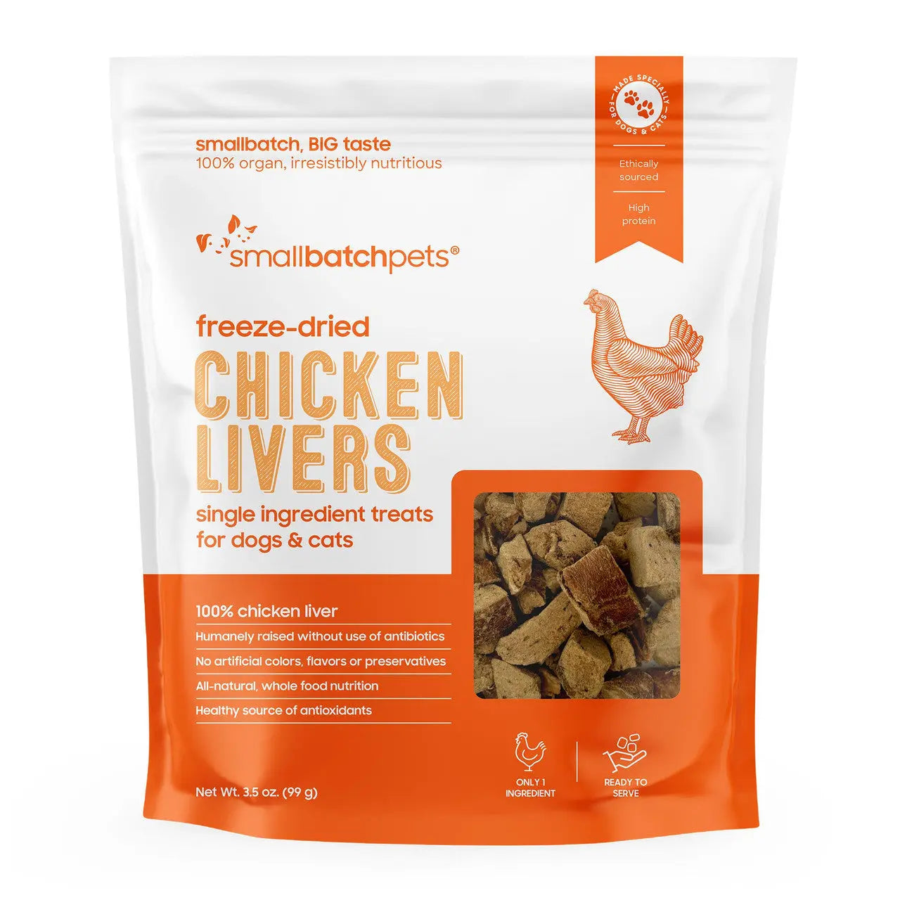 3.5oz Small - batch Freeze - dried Chicken Liver Treats for Dogs and Cats
