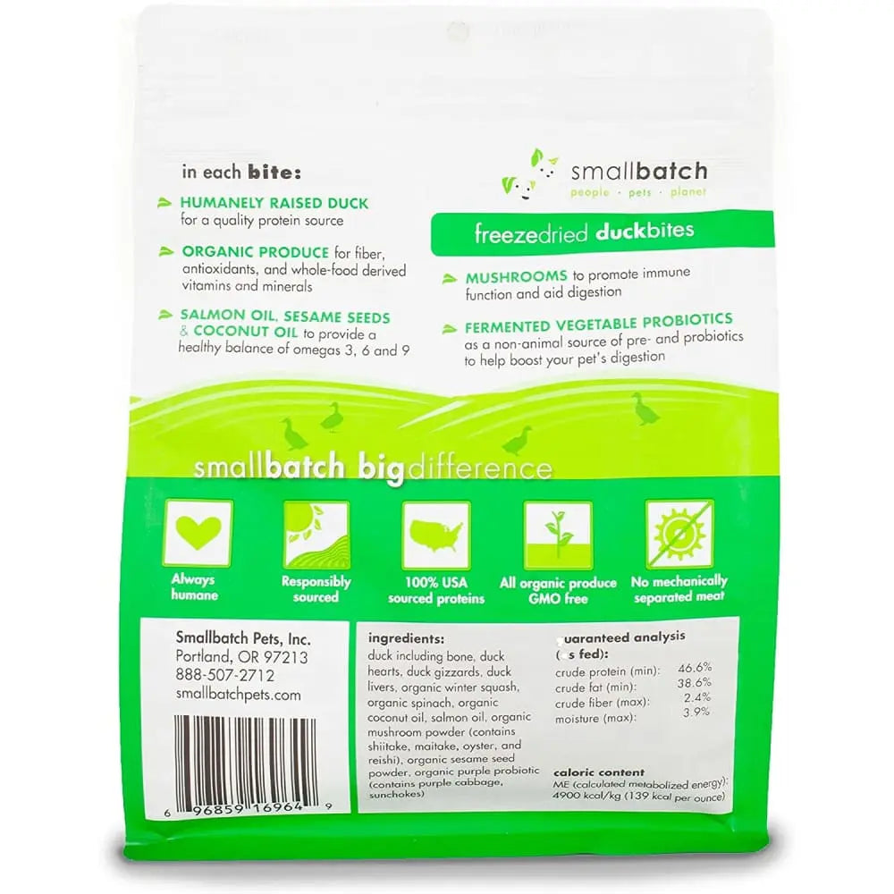 7 oz Smallbatch Freeze - Dried Duck Bites: A Healthy Treat for Dogs and Cats