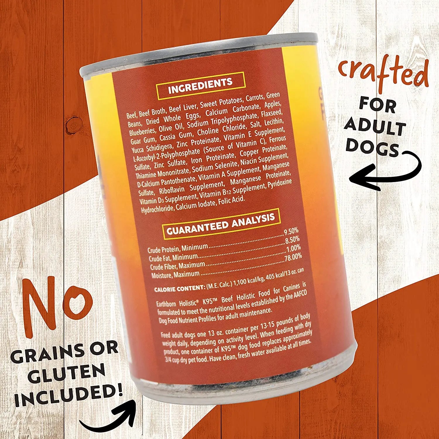 Earthborn Holistic Grain-Free K95 Single Meat Protein Canned Wet Dog Food, Pack of 12 with 13-Ounce Cans