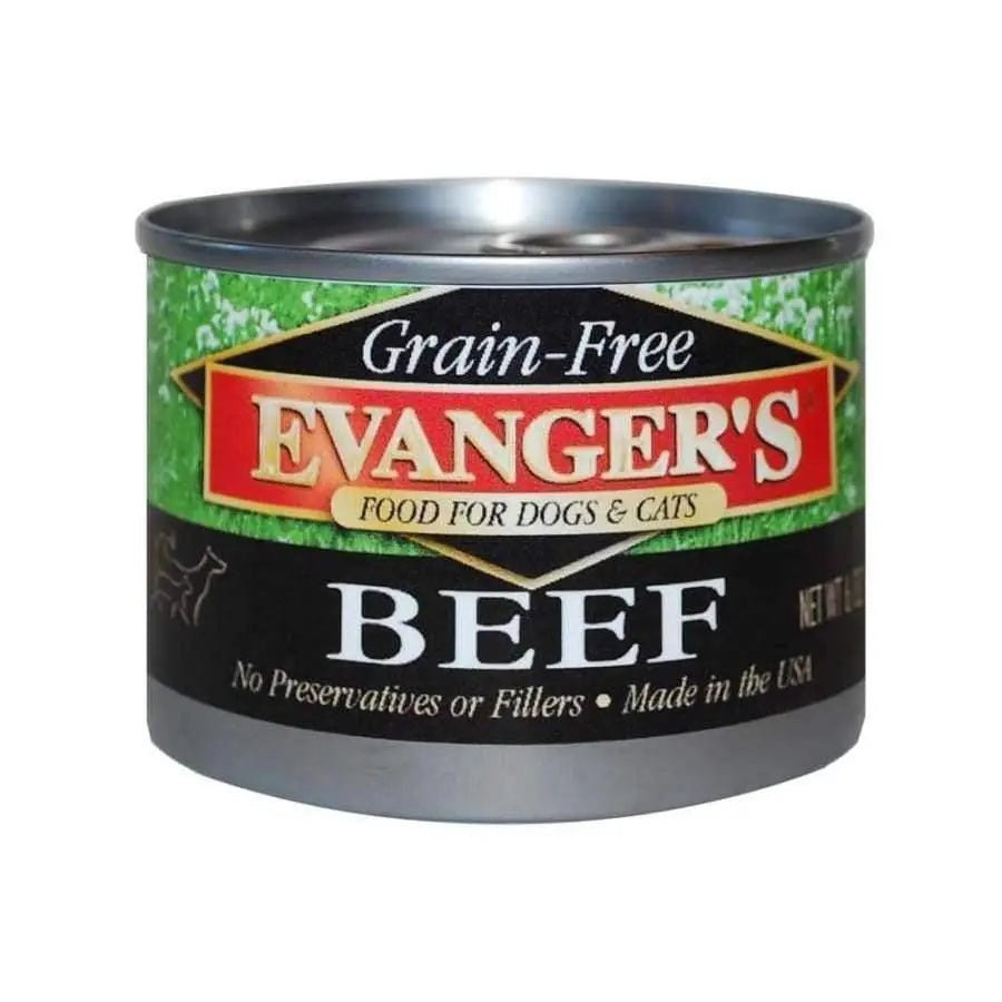 Evanger's Premium Grain-Free Canned Beef Dog and Cat Food - Pack of 24 Cans, 6 Ounces Each