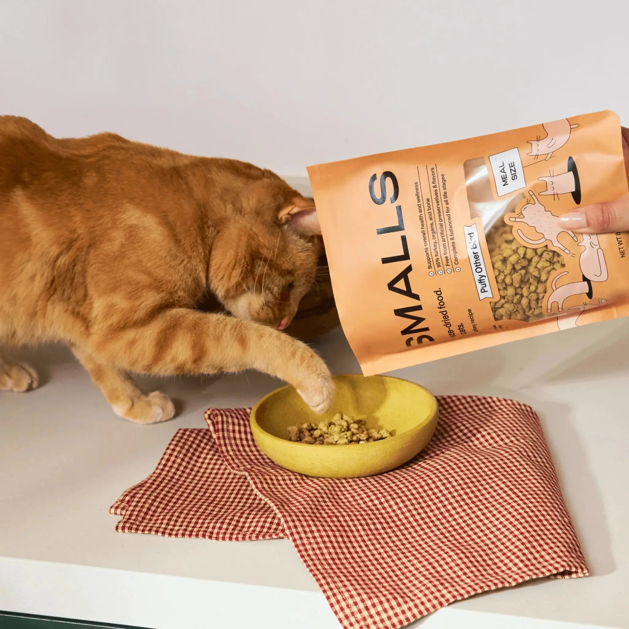 Smalls Freeze - Dried Cat Food with Puffy Texture, Turkey Recipe for Other Birds