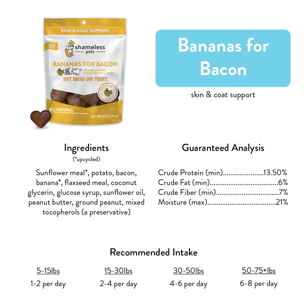 Shameless Pets Soft-Baked Dog Treats: Bananas, Bacon & Peanut Butter Delight
