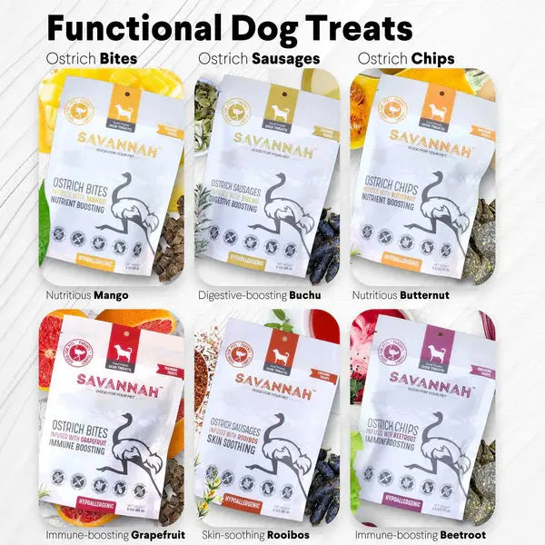 Savannah Hypoallergenic Ostrich & Nutritious Butternut Dog Treats - 2.5oz