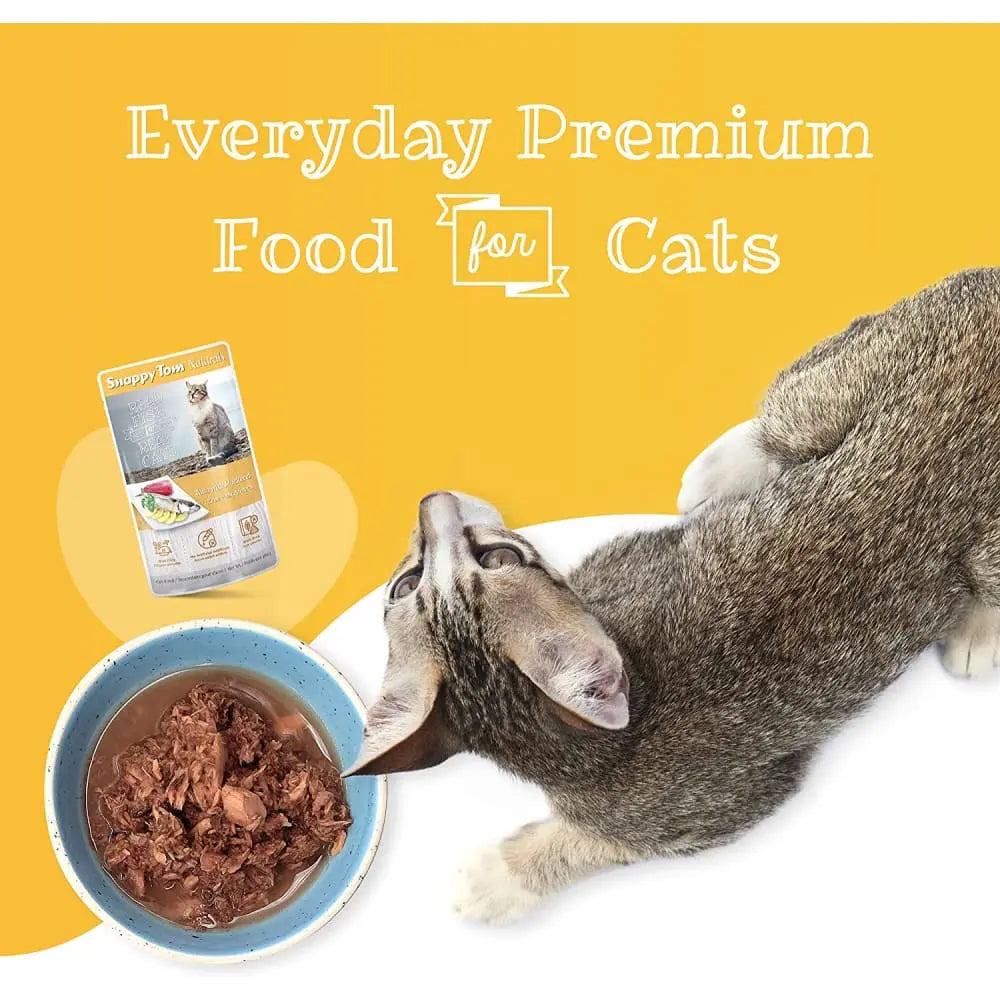 Snappy Tom Naturals Premium Wet Cat Food: Tuna Combined with Mackerel, Pack of 12 Pouches, Each 3.5 Ounces