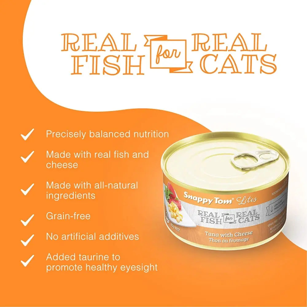 Snappy Tom Low - Calorie Canned Cat Food: Tuna with Cheese