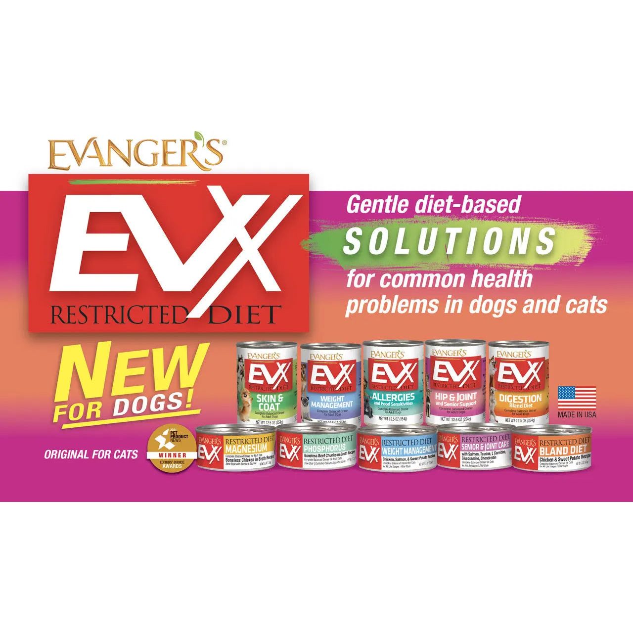 Evanger's EVX Wet Dog Food for Allergies & Food Sensitivities, 12 Packs of 12.5oz