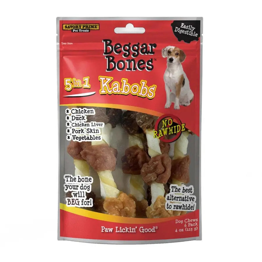 Savory Prime Premium 5 in 1 Kabobs Dog Treats Made with Beggar Bone Flavor