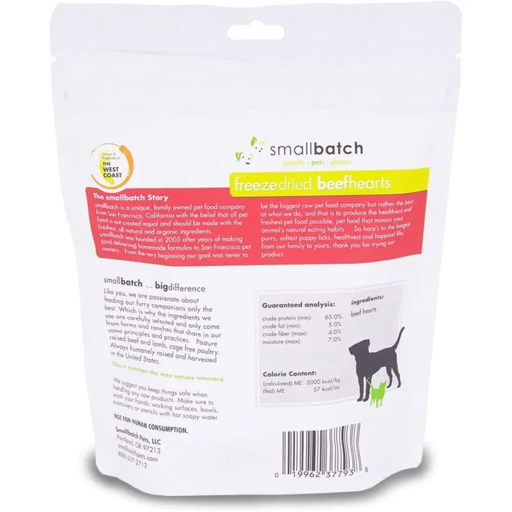 Small Batch Premium Freeze - Dried Single - Ingredient Beef Heart Treats for Canines and Felines, 3.5 Ounce