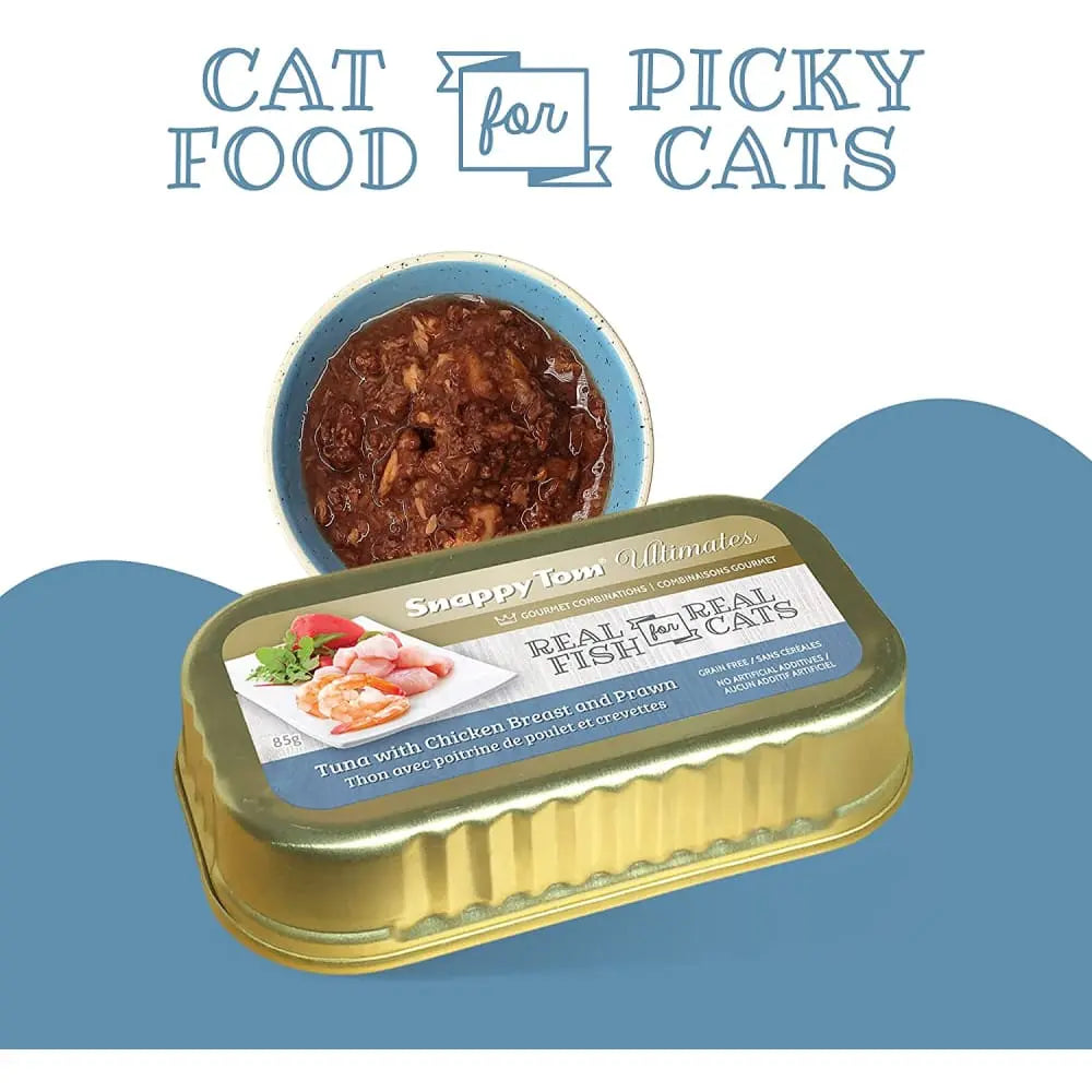 Snappy Tom Ultimates: Fresh Tuna, Chicken Breast & Prawn Canned Cat Food (12 x 3oz)