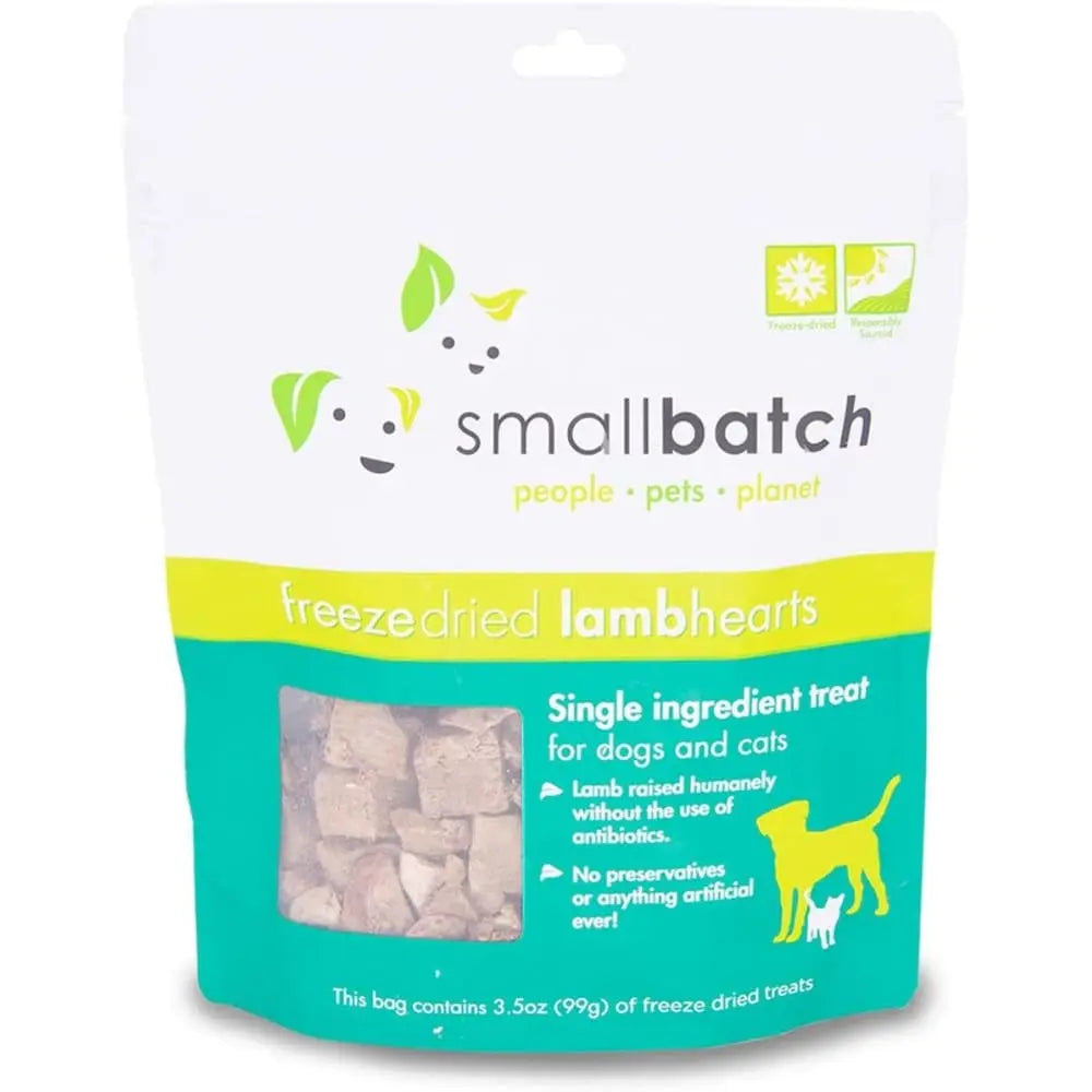 Smallbatch Pets 3.5 oz Premium Freeze-Dried Lamb Heart Treats for Dogs and Cats