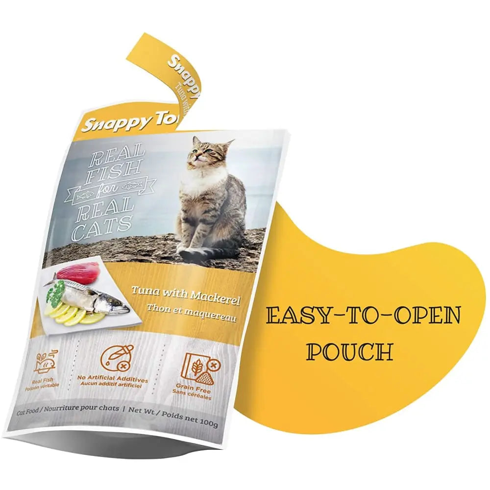 Snappy Tom Naturals Premium Wet Cat Food: Tuna Combined with Mackerel, Pack of 12 Pouches, Each 3.5 Ounces