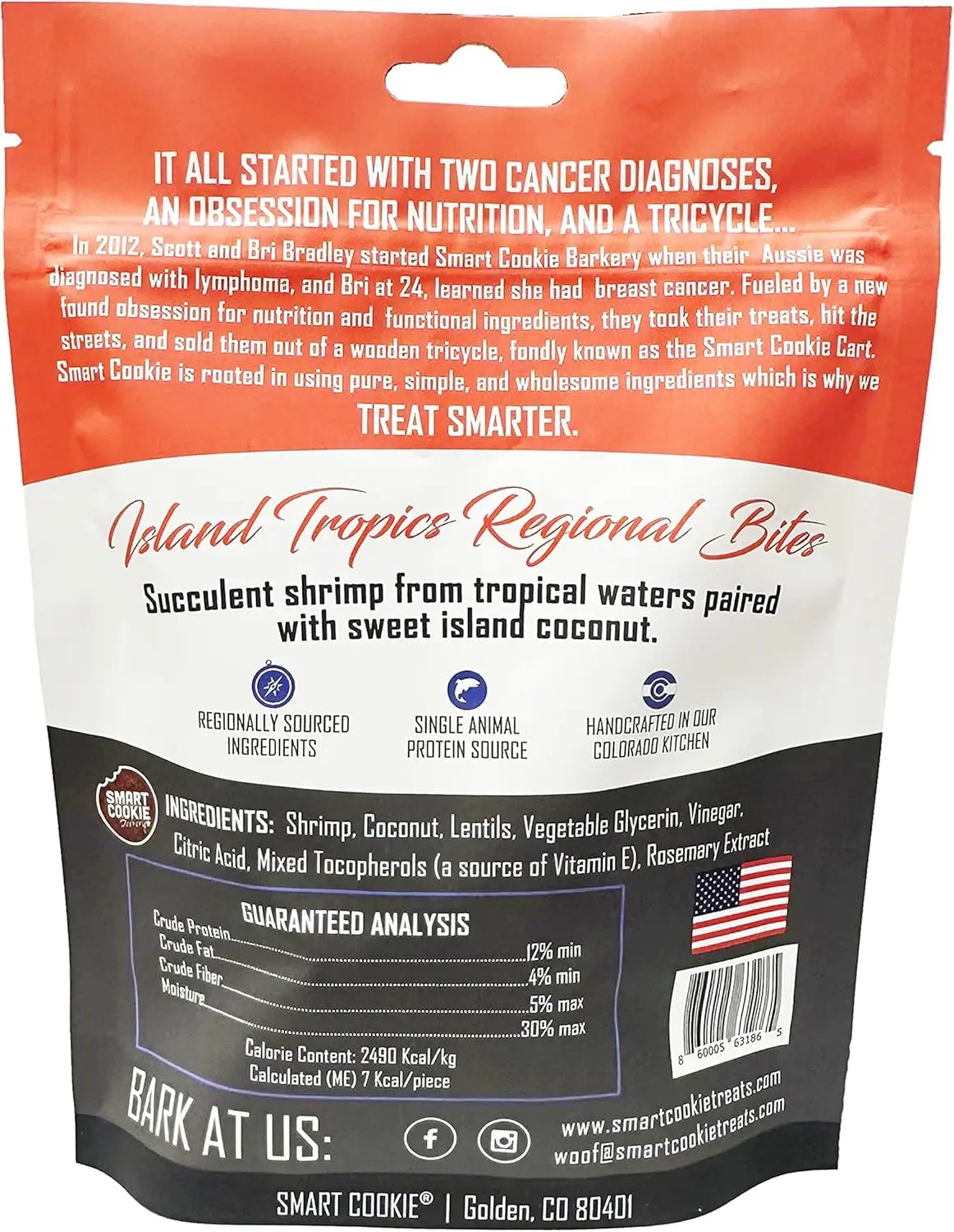 Smart Cookie Grain-Free Soft and Chewy Dog Treats with Shrimp and Coconut, 5 Ounce Pack