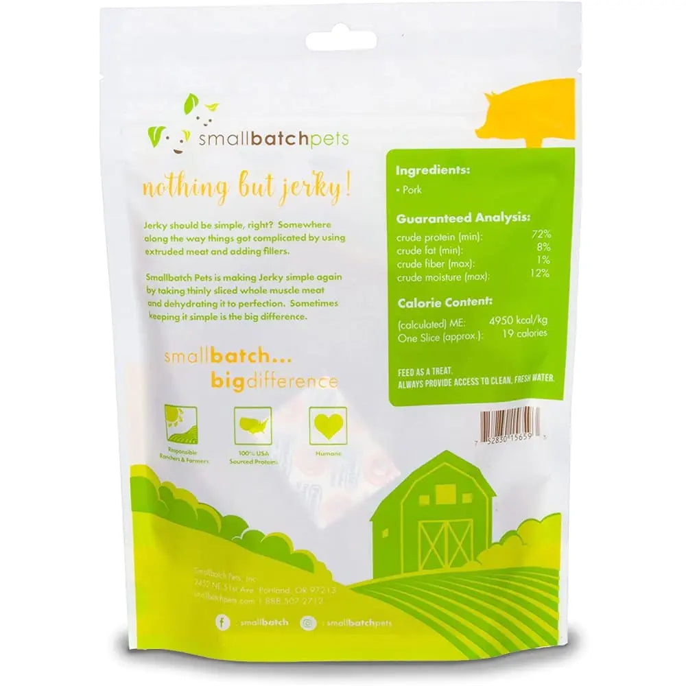 Smallbatch Pets 4 oz Premium Single - Ingredient Pork Jerky Treats for Dogs and Cats