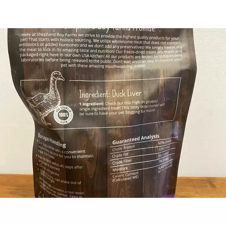 Shepherd Boy Farms Premium Quality Freeze Dried Duck Liver Treats for Dogs