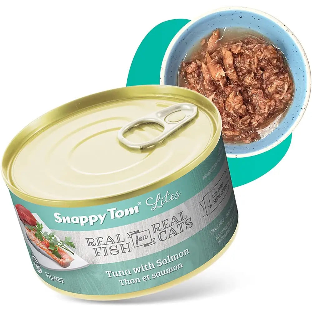 Snappy Tom Low - Calorie Canned Cat Food with Tuna and Salmon