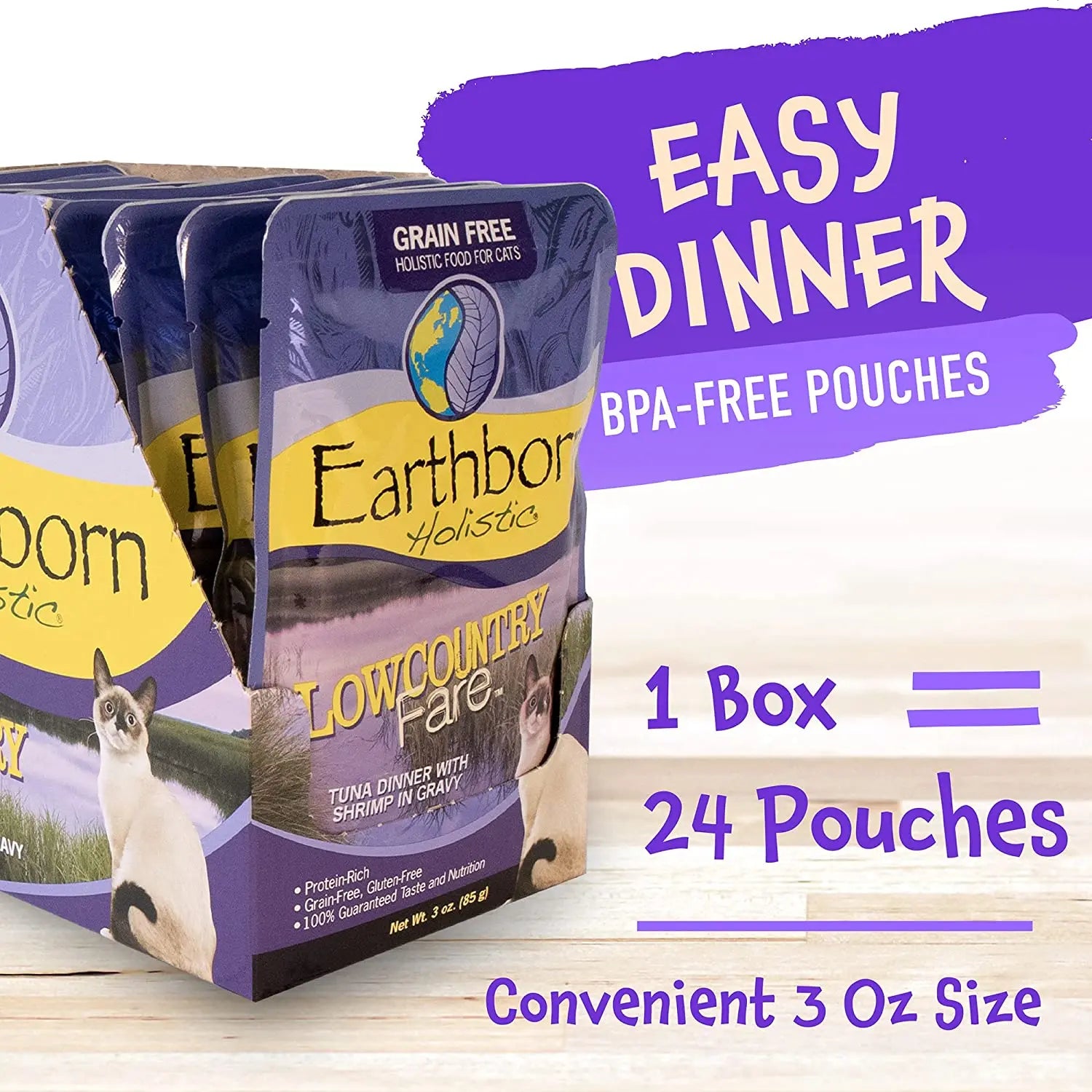 Earthborn Holistic 3 oz Grain - Free Wet Cat Food, 24 Packs of Lowcountry Fare