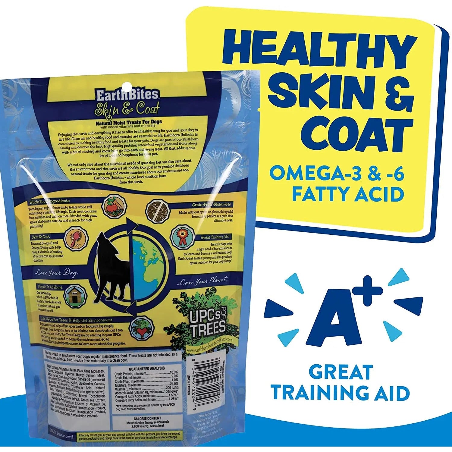 Earthborn Holistic Grain-Free Soft Dog Treats - EarthBites for Skin & Coat Health, 7.5 oz