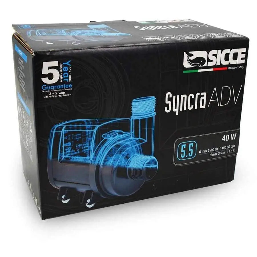Sicce SYNCRA ADV 5.5 Water Return Pump - Single Unit with 1450 Gallons Per Hour Capacity