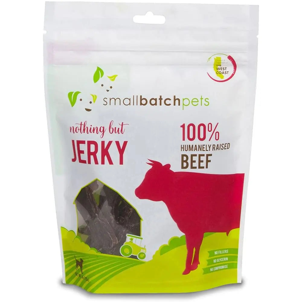 Small-batch Premium All-natural Beef Jerky Treat for Dogs and Cats - 4 Ounce Pack
