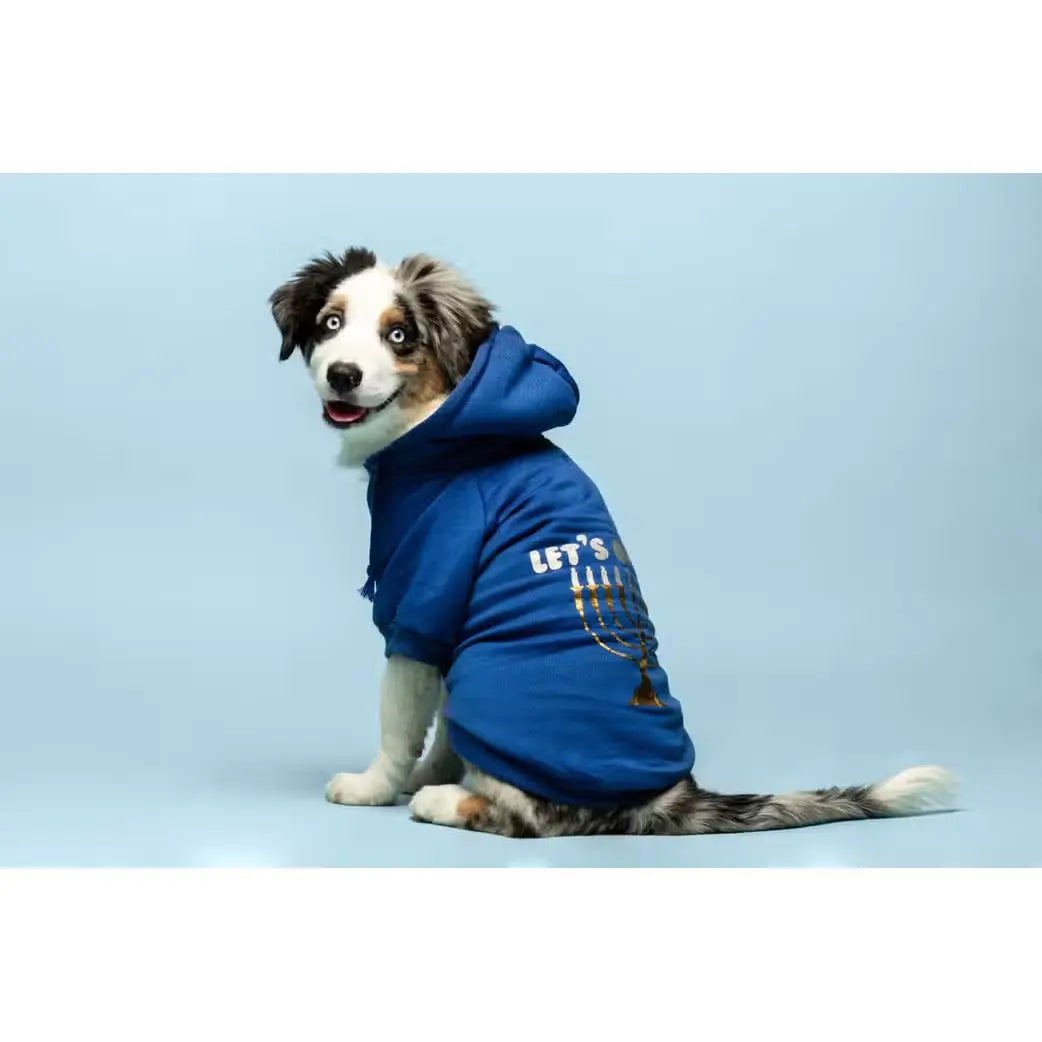 Fabdog's Enchanting Let's Get Lit Hanukkah Canine Hoodie for a Festive Dog Fashion