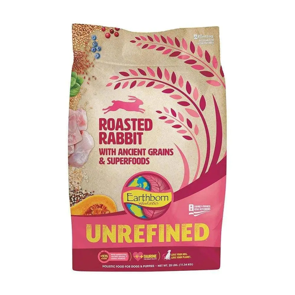 Earthborn Holistic® Unrefined™ Premium Dog Food - Roasted Cage - Free Rabbit with Ancient Grains and Nutrient - Rich Superfoods