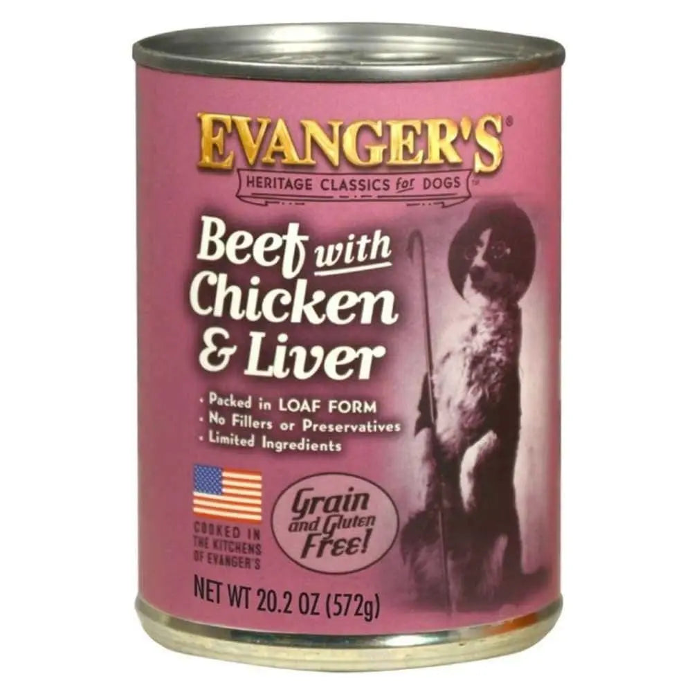 Evanger's Heritage Classic Canned Dog Food - Beef, Chicken & Liver, 12 Cans of 20.2 Ounces Each