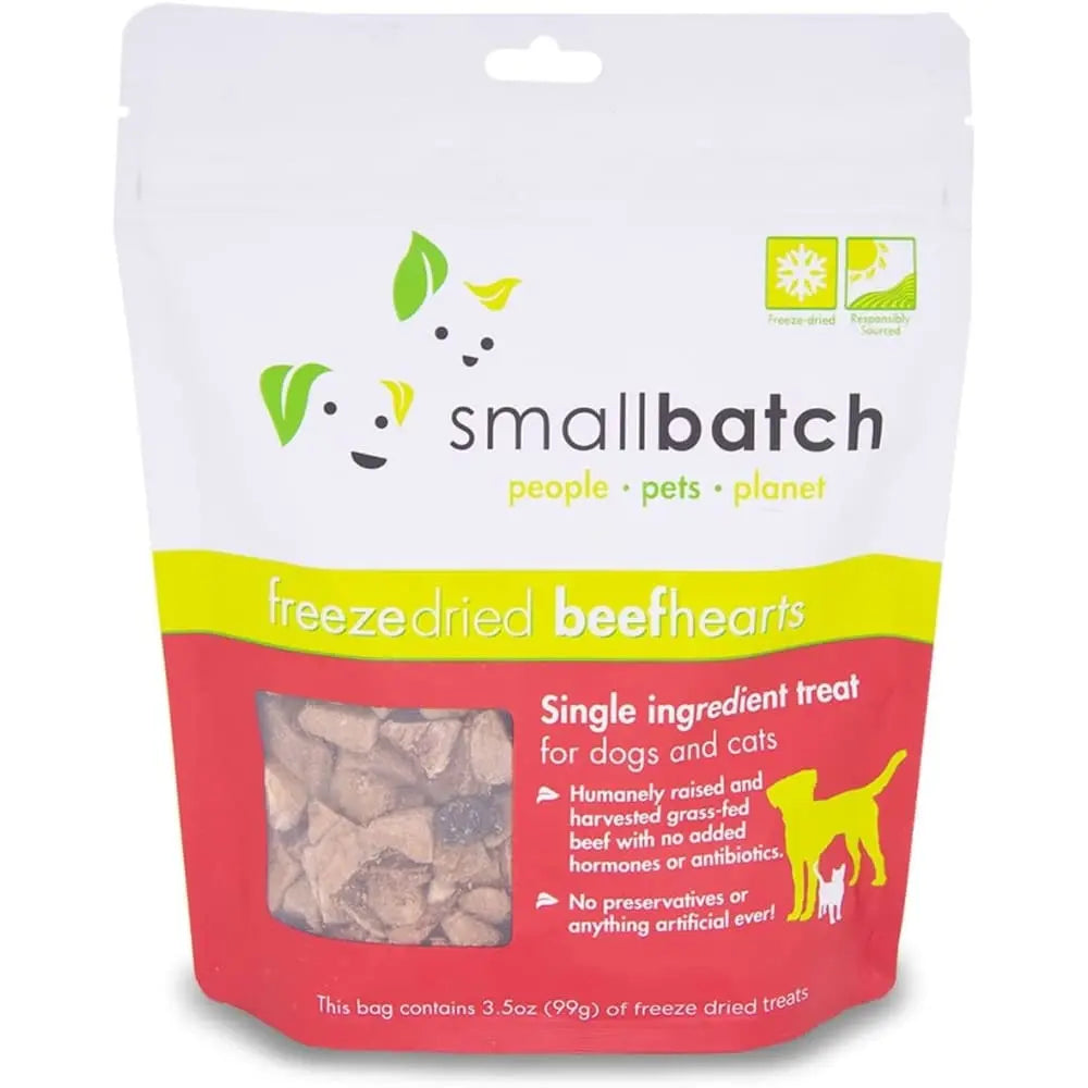 Small Batch Premium Freeze - Dried Single - Ingredient Beef Heart Treats for Canines and Felines, 3.5 Ounce