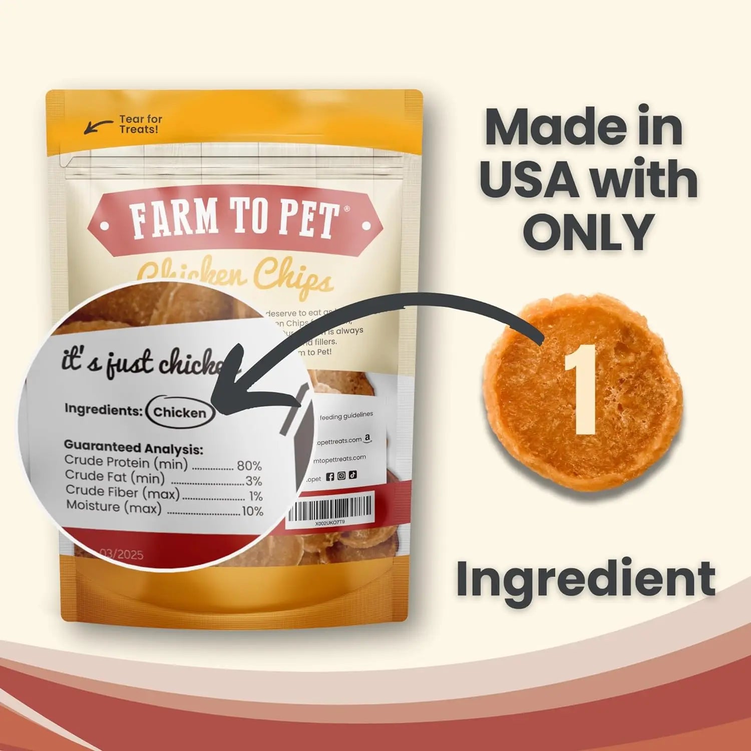 Farm To Pet Single Ingredient Healthy Chicken Chips Dog Treats - Ideal Snack for Canine Companions