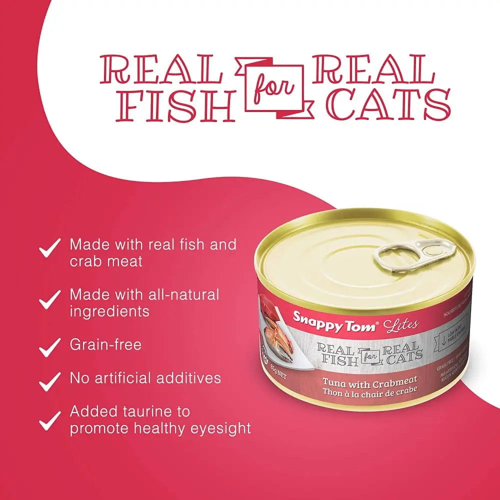 Snappy Tom Lite Canned Cat Food: Tuna with Crabmeat Delight