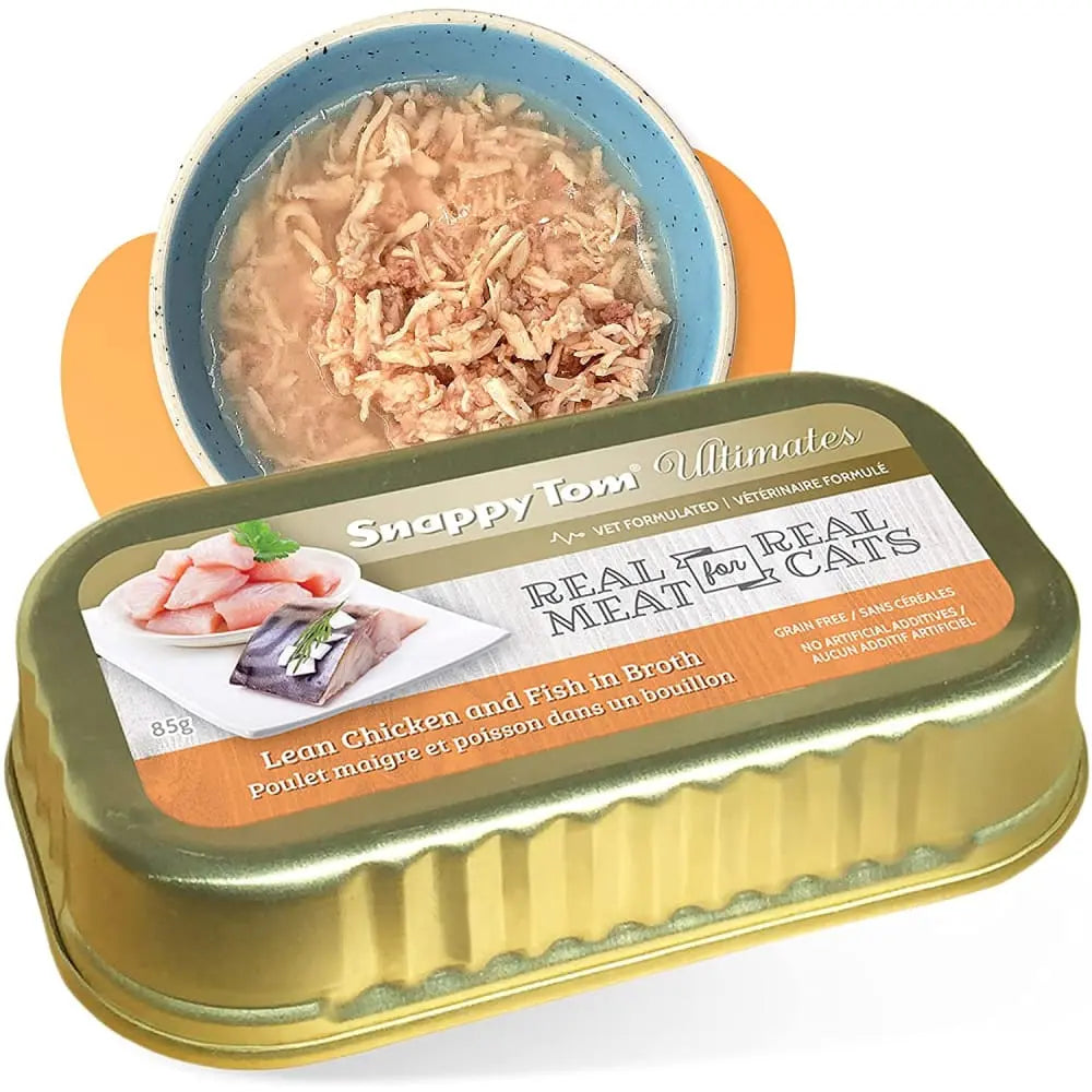 Snappy Tom Ultimates 3oz Canned Lean Chicken and Fish in Broth Cat Food (Pack of 12)
