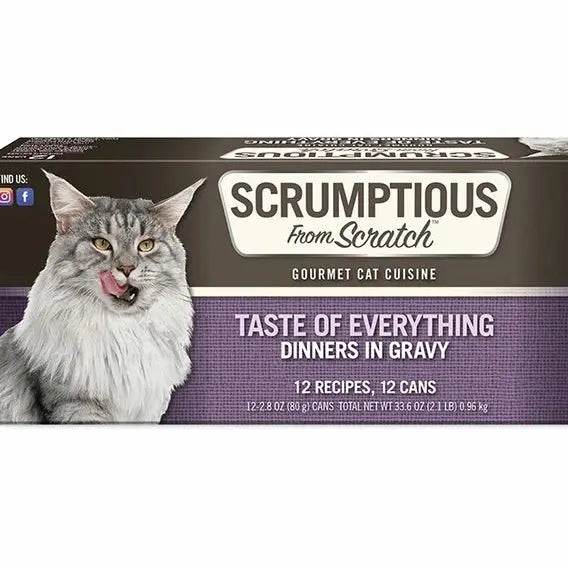 Scrumptious Grain - Free Wet Cat Food Variety Pack: 12 Cans of 2.8oz Tasty Delights
