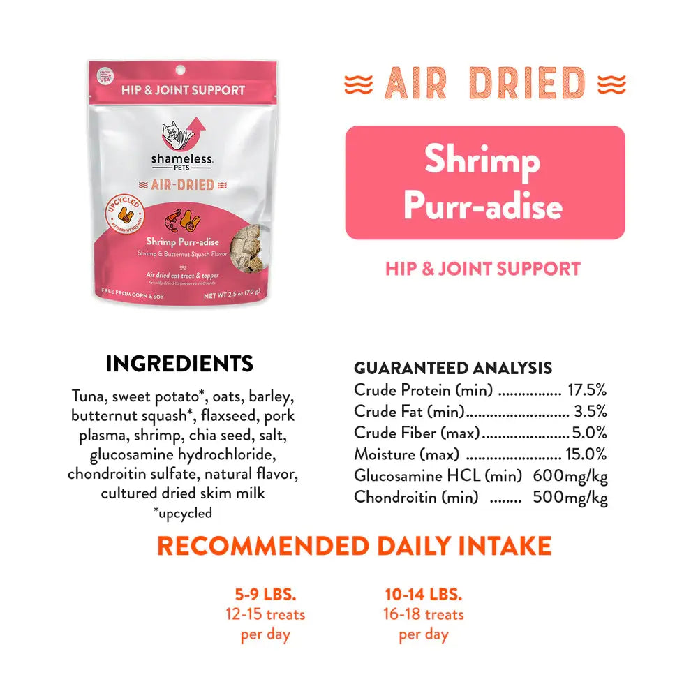 Shameless Pets Luxury Air-Dried Shrimp Cat Treats & Meal Topper