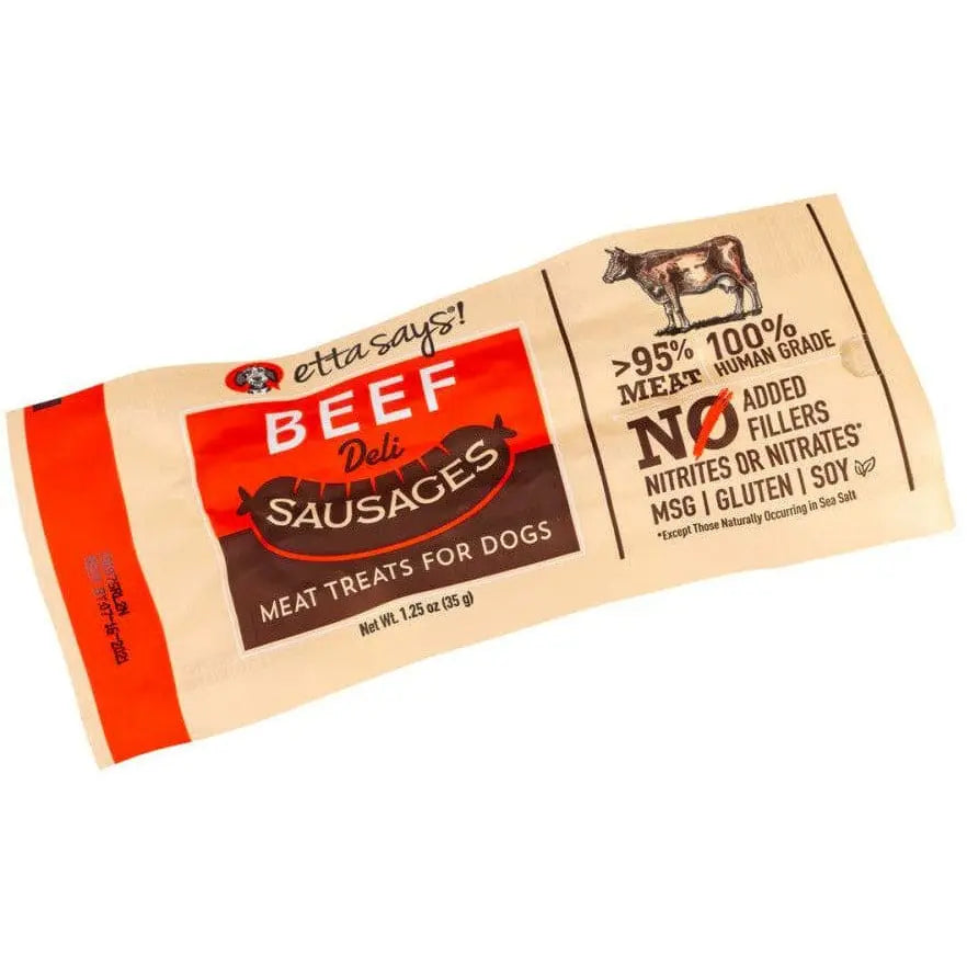 Etta Says! Human - Grade Beef Sausage Link Dog Treats, 12 Pack, 1.25 oz Each