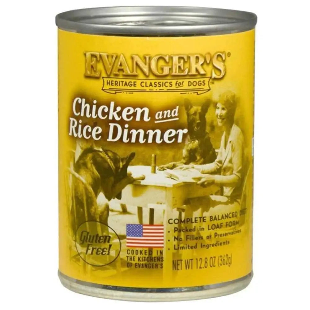 Evanger's Heritage Classic Canned Dog Food - Chicken & Rice Dinner, Pack of 12 Cans, Each 12.8 Ounces