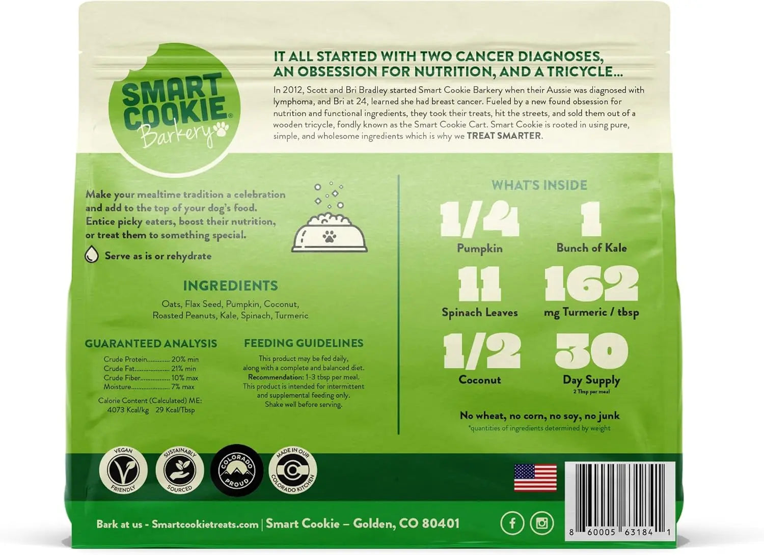 Healthy Freeze-Dried Smart Cookie Veggie Topper for Dog Meals