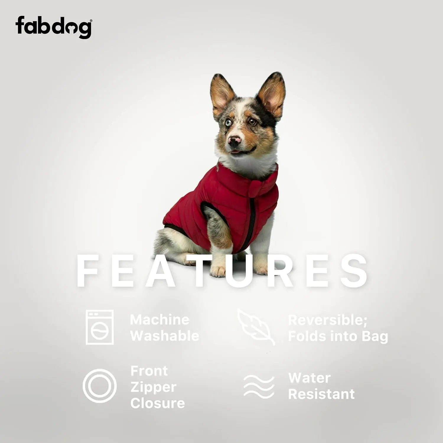 Fabdog Pack N' Go Reversible Dog Warm Puffer Coats in Various Sizes