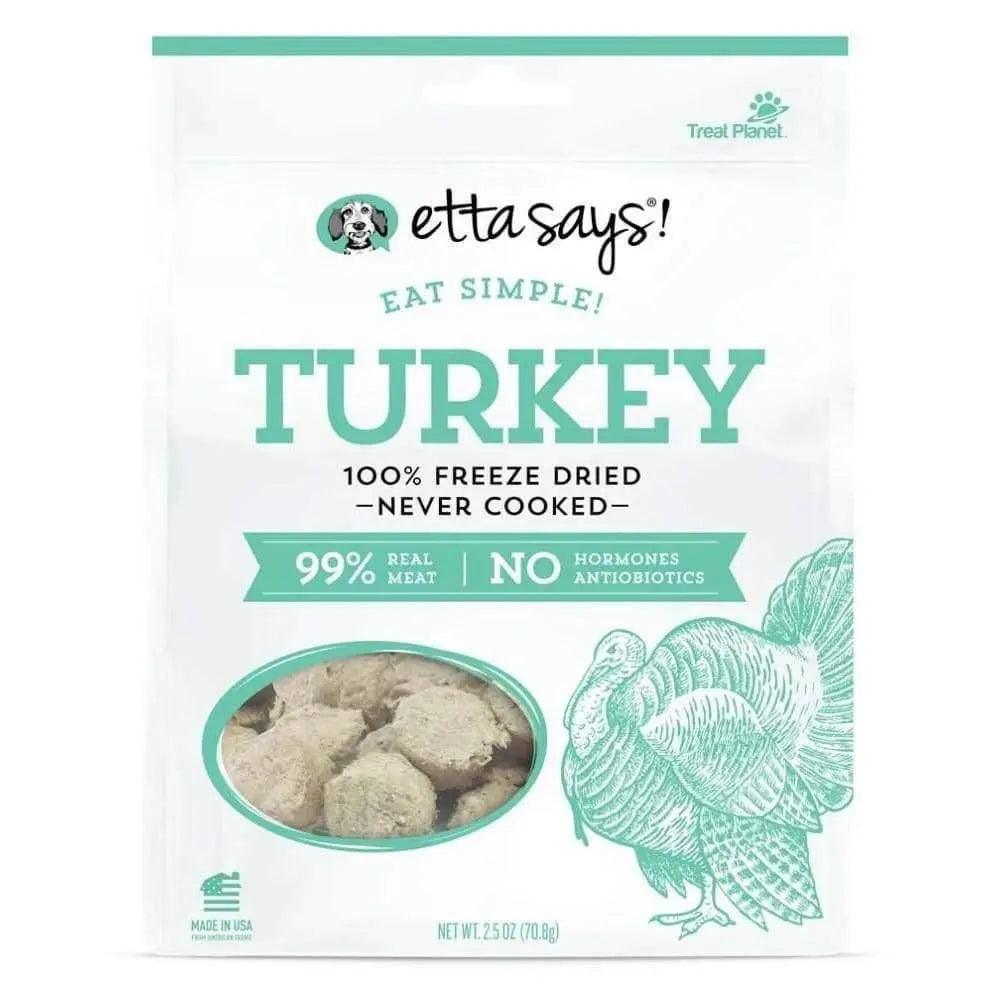 Etta Says! Premium 100% Freeze - Dried Turkey Dog Treats, 2.5 - Ounce Package for Canine Delight