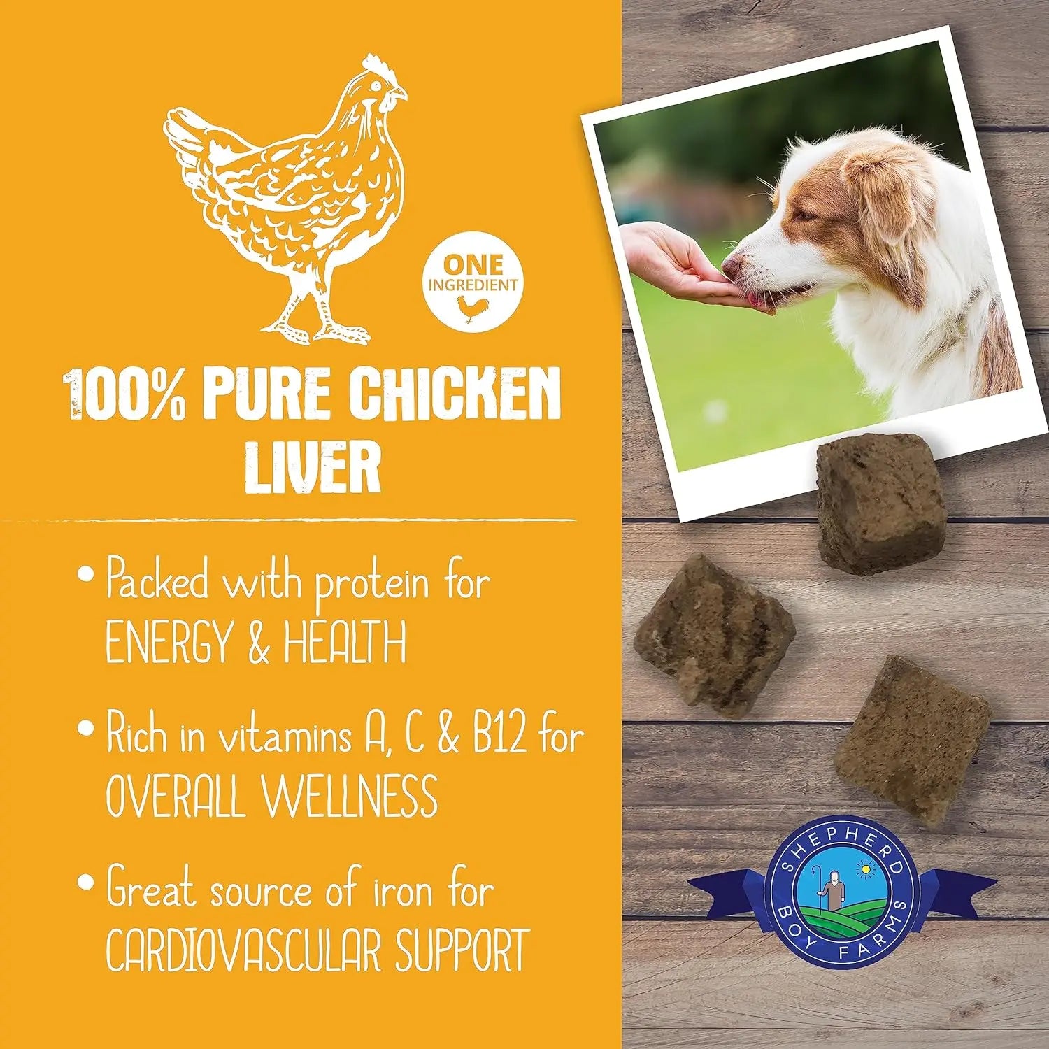 Shepherd Boy Farms Premium Freeze-Dried Chicken Liver Treats for Dogs