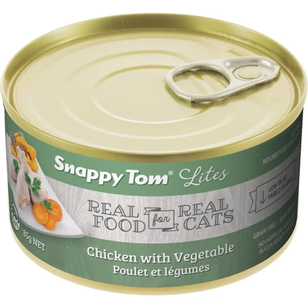 Snappy Tom Lite Canned Cat Food - 24 Cans of 3oz Chicken with Vegetables
