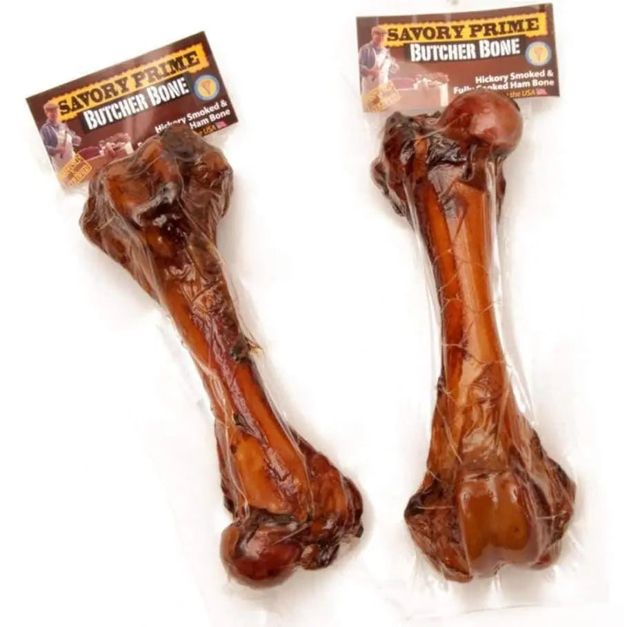 USA-Made Savory Prime Hickory-Smoked Ham Butcher Bone Dog Chew, 0.75 lb