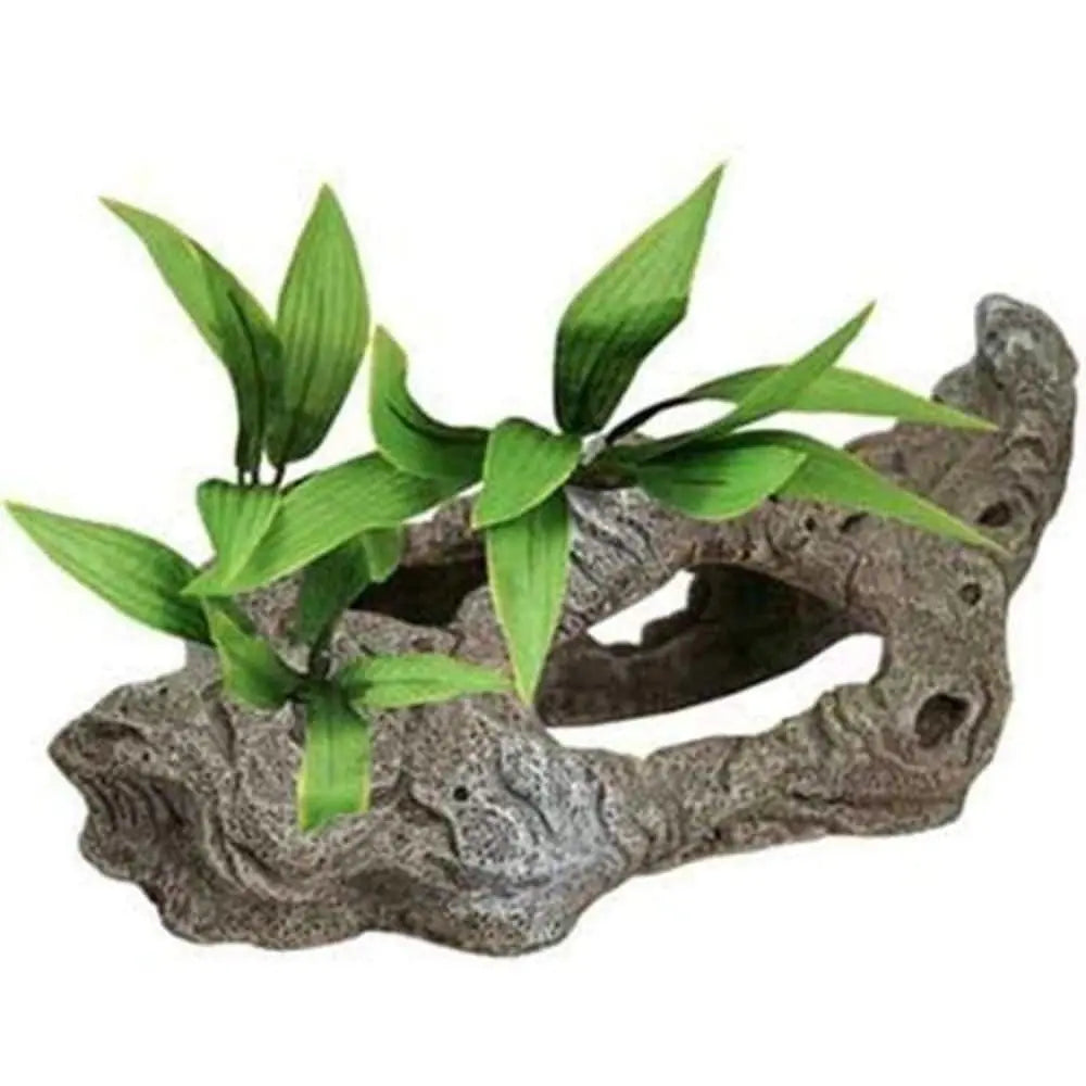 Aquarium Ornament - Exotic Environments Rock Tunnels Decorated with Silk - Style Artificial Plants