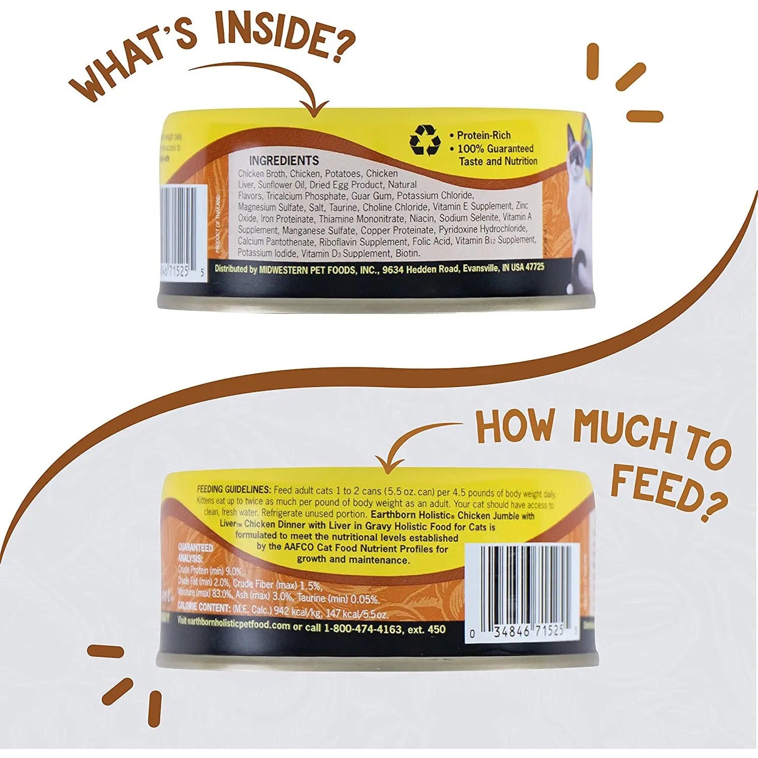 Earthborn Holistic Grain-Free Wet Cat Food: Chicken & Liver Jumble, 24x5.5 oz