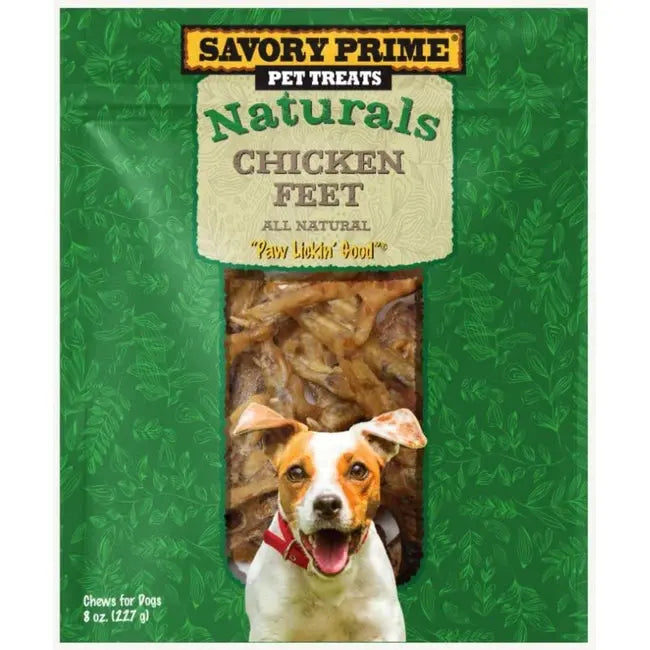 Savory Prime Naturals Premium Quality Chicken Feet - High Protein, Completely Digestible Dog Treats (8 oz Package)