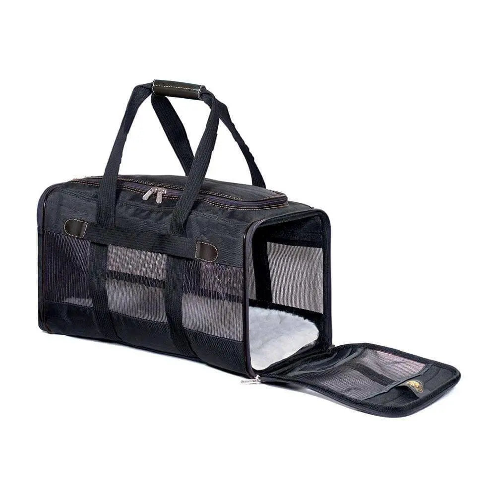 Sherpa™ Original Deluxe™ High - Quality Soft Carrier Bag for Medium - Sized Dogs, Measuring 17 X 11 X 10.5 Inches, in Classic Black Color