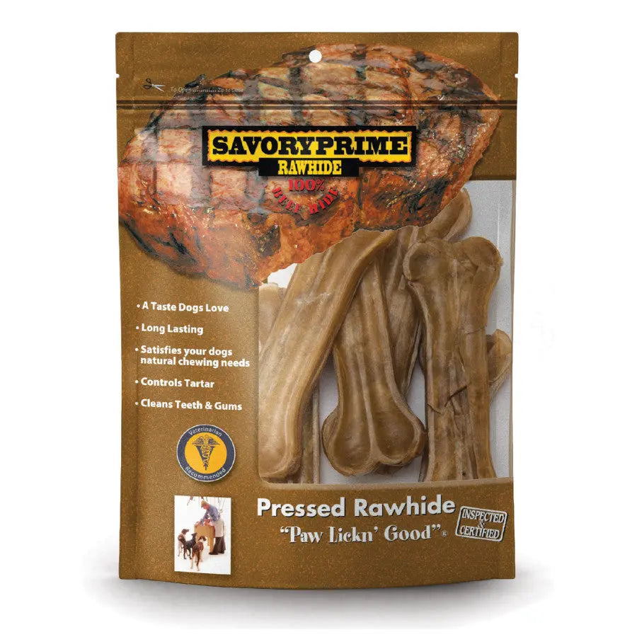 Delicious Savory Prime Pressed Natural Beef Hide Bone Dog Treats