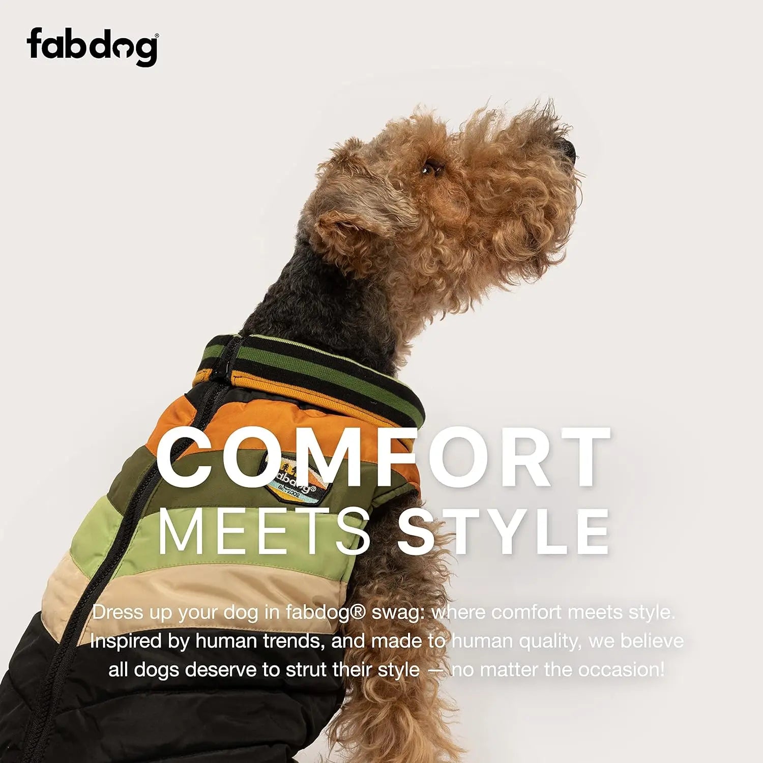 Fabdog Stylish Chevron Patterned Dog Winter Coat for a Fashionable Pup